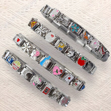 Load image into Gallery viewer, Italian Charm Bracelet, Birthstones, Flower in Rhinestones