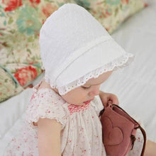 Load image into Gallery viewer, Baby Bonnets, White/Cream, Flat Brim
