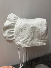 Load image into Gallery viewer, Baby Bonnets, White with Ruffled Brim
