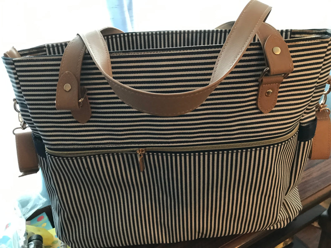 Diaper Bag, Navy Stripe