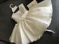 Jolene, Dress, Cream w/silver dot.  24 month